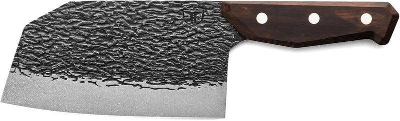 True PrimalForge Chopper Knife | Easy Chopping, Home & Professional Use, Sharp 5Cr15MoV Stainless Steel Blade, Wood Handle, Hand Forged Appearance, Hand Wash Only - Image 1